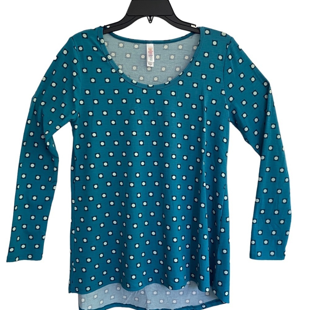 LuLaRoe Lynnae Long Sleeve Blue/Turquoise With Dots Size Small